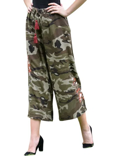 Avani Del Amour Camouflage Cropped Pants In Green Camo