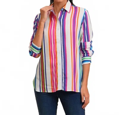 Avani Del Amour Marisol Stripe Blouse In White Multi
