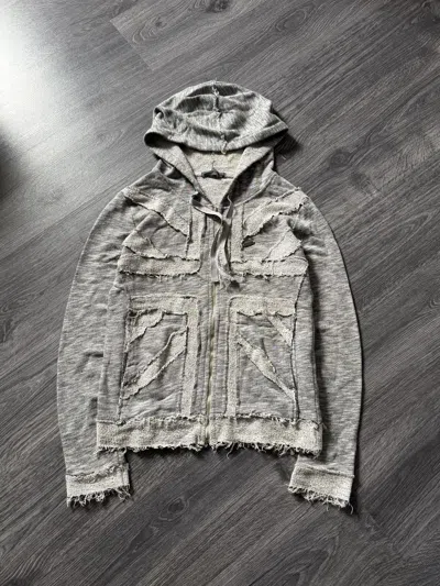 Pre-owned Avant Garde Crazy Y2k Japanese Style Distressed Zip Hoodie Sweater