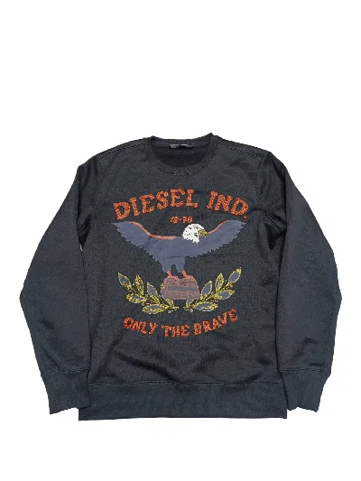 Pre-owned Avant Garde Diesel Eagle Embroidered Logo Designer Sweatshirt In Black