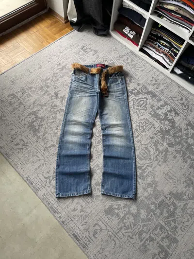 Pre-owned Avant Garde Jeans Faded Mud Washed Baggy Wide Flared In Blue