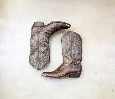 Pre-owned Avant Garde Justin Lizard Cowboy Boots Brown 9 D Leather Usa