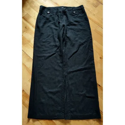 Pre-owned Avant Garde Linen Soft Pants Baggy Wide Minimalis Vintage Noir Y2k Opium In Black