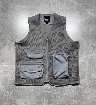 Pre-owned Avant Garde Avant-garde Multipockets Vest Zip Y2k Japan Style In Grey