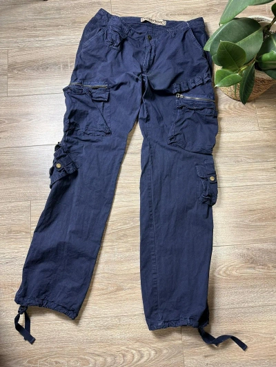 Pre-owned Avant Garde Navy Punk Cargo Pants Multi Pocket Bondage Pants