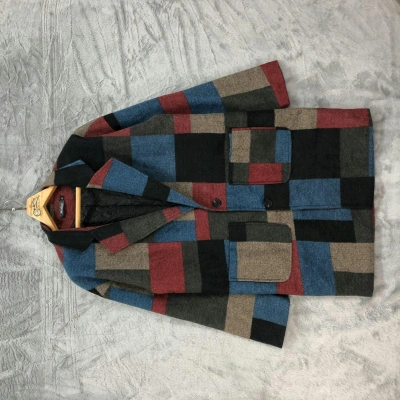 Pre-owned Avant Garde Nice Colourful Patchwork Design Wool Long Coat 4641-161 In Multicolor