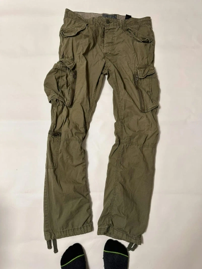 Pre-owned Avant Garde Punk Cargo Pants Multi Pocket Bondage Pants In Green