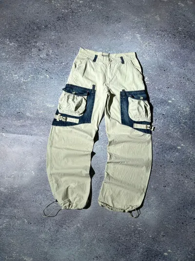 Pre-owned Avant Garde Vintage Baggy Parachute Cargo Pant Rap Prodigy Hype In White