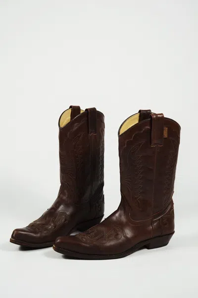 Pre-owned Avant Garde Vintage Cowboy Valverde Del Camino Leather Boots 90's Y2k In Brown