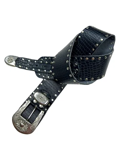 Pre-owned Avant Garde Vintage Leather Metal Belt Avantgarde In Black