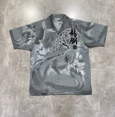Pre-owned Avant Garde Vintage Y2k Dragon Big Logo Shirt Japan Street Style In Silver