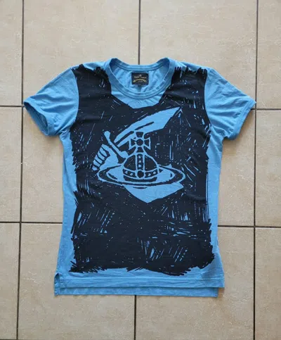 Pre-owned Avant Garde Vivienne Westwood Big Logo Anglomania 1970 T-shirt In Black/blue