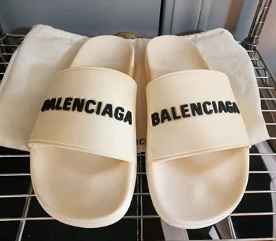 Pre-owned Avant Garde X Balenciaga Pool Slides Size 12 In White