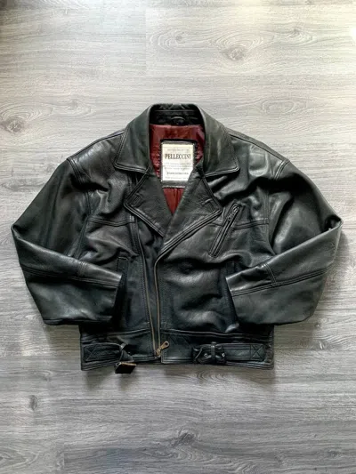 Pre-owned Avant Garde X Bomber Jacket Vintage Leather Biker Punk Jacket Made In Italy In Black