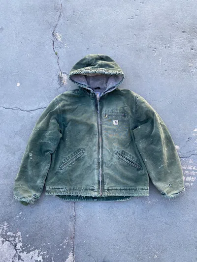 Pre-owned Avant Garde X Carhartt Crazy Vintage Hooded Carhartt Green Distressed Jacket
