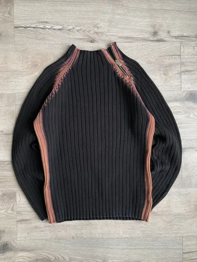 Pre-owned Avant Garde X Diesel Style Y2k Ribbed Knit Japanese Sweater Vintage In Black