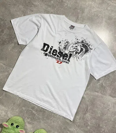 Pre-owned Avant Garde X Diesel Vintage 90's Diesel Punk Big Logo T-shirt Future Vision In White