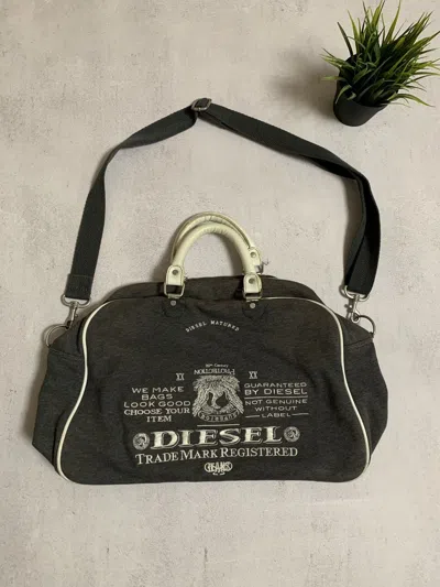 Pre-owned Avant Garde X Diesel Vintage Diesel Messenger Shoulders Bag Backpack Y2k Big Logo In Grey