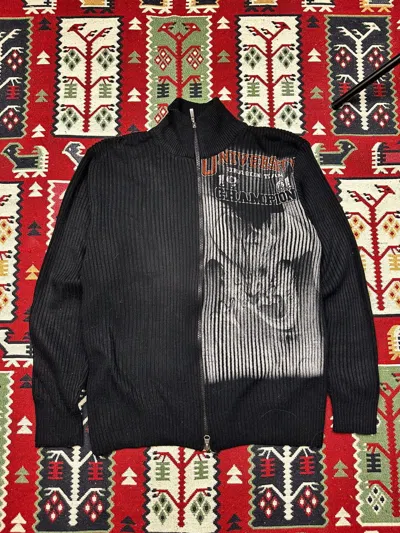 Pre-owned Avant Garde X Diesel Vintage Diesel Style Y2k Knitted Zip Up Sweater In Black