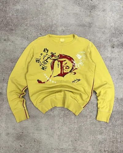 Pre-owned Avant Garde X Diesel Vintage Y2k Big Logo Sweatshirt In Yellow