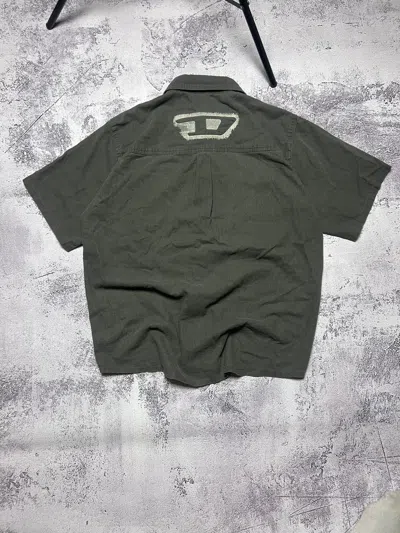Pre-owned Avant Garde X Diesel Y2k Diesel D Japan Archival Punk Work Short Sleeve Shirt In Black Green