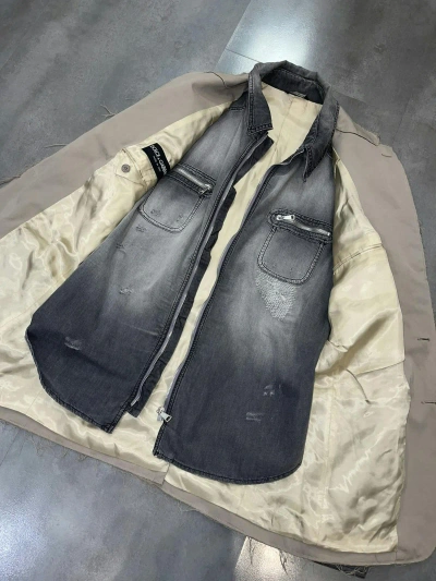 Pre-owned Avant Garde X Dolce Gabbana Distressed Denim Beige Blazer Jacket (size Medium)