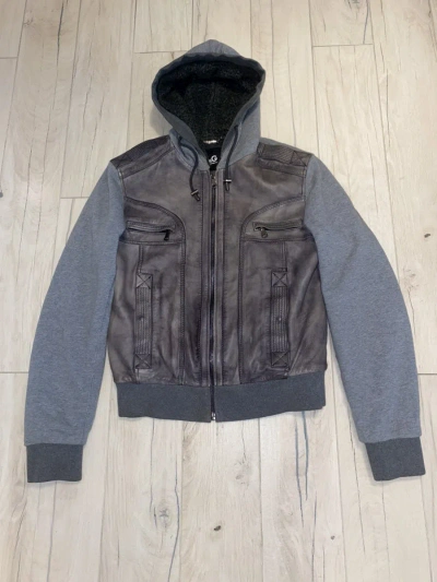 Pre-owned Avant Garde X Dolce Gabbana Sherpa Leather Biker Jacket In Grey