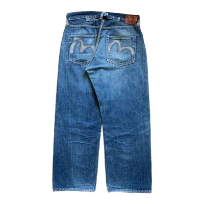 Pre-owned Avant Garde X Evisu Vintage Evis Daicock Buckle Back Selvedge Denim Pants In Vintage Washed Denim
