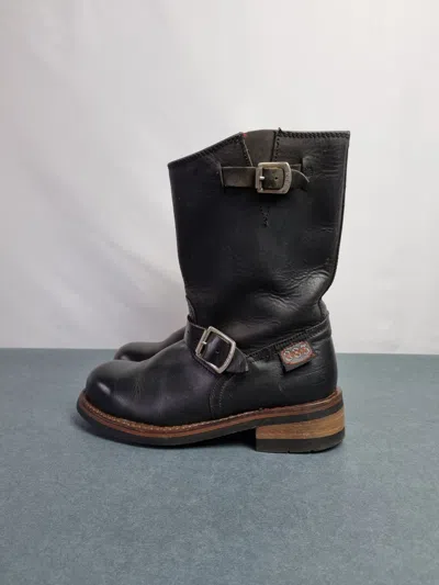 Pre-owned Avant Garde X Genuine Leather Police 883 Biker Leather Boots Vintage Bikkembergs Style In Black