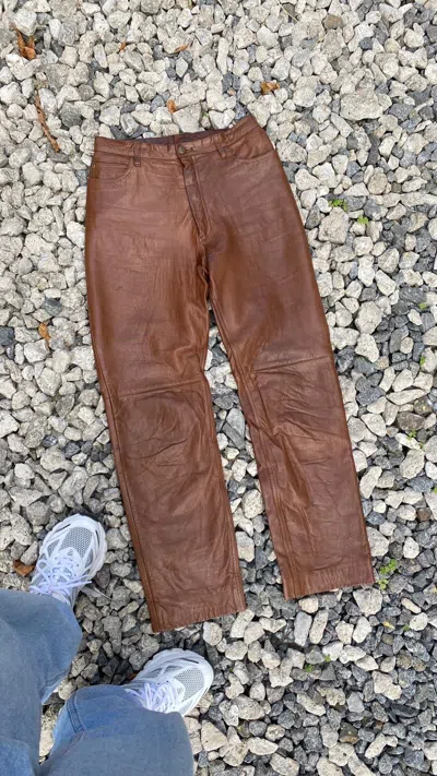 Pre-owned Avant Garde X Genuine Leather Vintage Rifle Brown Genuine Leather Pants