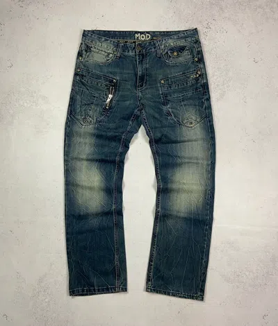 Pre-owned Avant Garde X Hysteric Glamour Vintage Distressed Faded Jeans Avant Garde Trashed Pants Y2k In Blue Fade