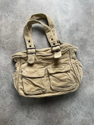 Pre-owned Avant Garde X If Six Was Nine Vintage Japanese Multi Pocket Corduroy Belted Shoulder Bag In Beige Brown