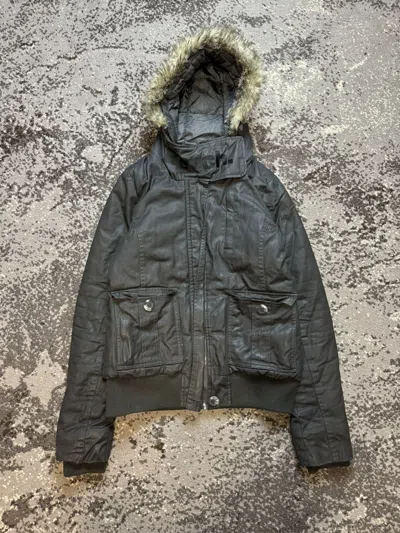 Pre-owned Avant Garde X If Six Was Nine Vintage Y2k Bench Fur Hood Ninja Style Collar Opium Bomber In Black