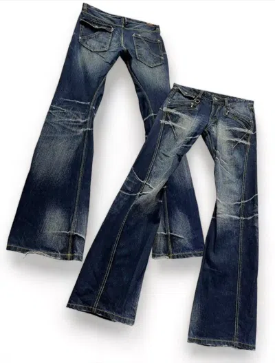 Pre-owned Avant Garde X If Six Was Nine Vtg Nicole Club For Men Punk Whiskers Twisted Flare Denim In Blue