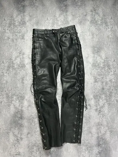 Pre-owned Avant Garde X Leather Cowboy Pants Avant Garde Bondage Balenciaga Style In Black