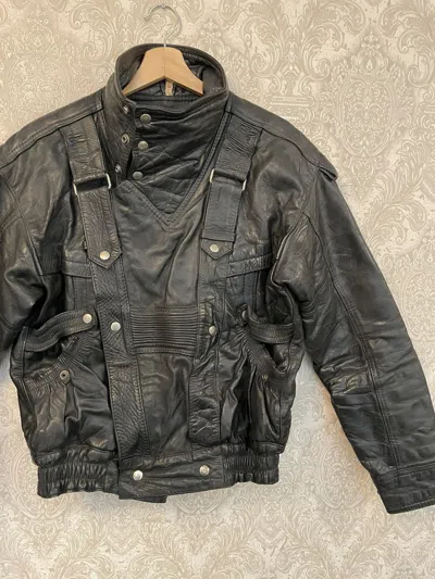 Pre-owned Avant Garde X Leather Jacket 80's 90's Moto Biker Leather Black Jacket Ticon
