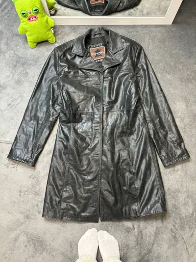 Pre-owned Avant Garde X Leather Jacket Vintage 80's Long Leather Trench Coat In Black