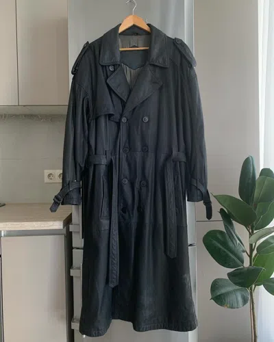 Pre-owned Avant Garde X Leather Jacket Vintage Long Leather Trench Coat In Black