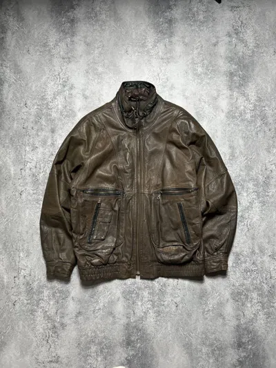 Pre-owned Avant Garde X Leather Vintage Avant Garde Leather Jacket Brown