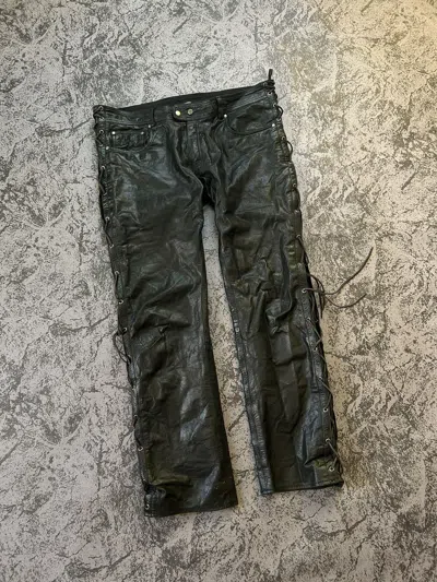 Pre-owned Avant Garde X Leather Vintage Avant Garde Leather Pants Style Balenciaga Cowboys In Black