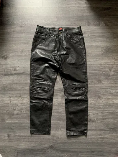Pre-owned Avant Garde X Leather Vintage Genuine Leather Kiwi Pants Japanese Style In Black