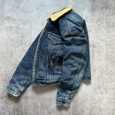 Pre-owned Avant Garde X Levis Vintage Clothing Levis 90's Vintage Avant Garde Sherpa Denim Jacket In Faded Denim Blue