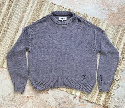 Pre-owned Avant Garde X Maison Margiela Purple Knit Distressed Sweater