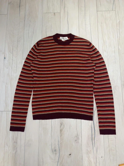 Pre-owned Avant Garde X Marni Fw20 Marni Three Tone Striped Cashmere Wool Sweater