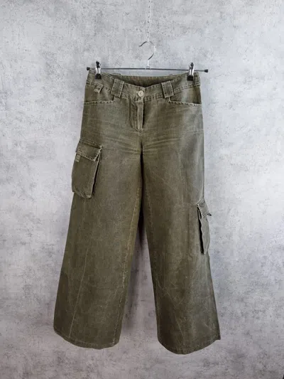 Pre-owned Avant Garde X Military Unique 90's Military Baggy Flared Vintage Italian Pants In Military War