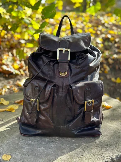 Pre-owned Avant Garde X Outdoor Life Vintage Leather Backpack In Brown