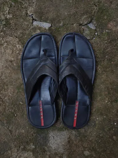 Pre-owned Avant Garde X Prada Leather Vintage Flip Thong Slippers In Black
