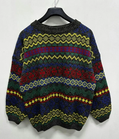 Pre-owned Avant Garde X Seditionaries Vintage 90's Coogi Style 3d Knit Sweater Japan Archive Y2k (size Xl) In Multicolor