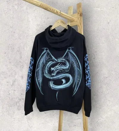 Pre-owned Avant Garde X Vintage 90's Bio Max Dragon Hoodie Sweater In Black