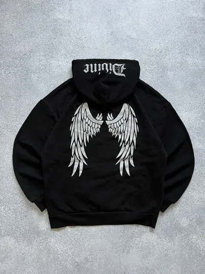 Pre-owned Avant Garde Affliction Vintage Y2k Angel Wings Distressed Hoodie In Black